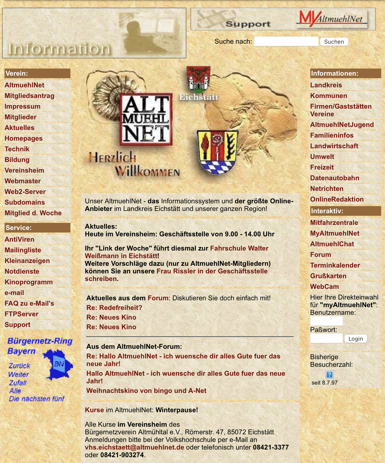 Die AltmühlNet-Website von 1997
