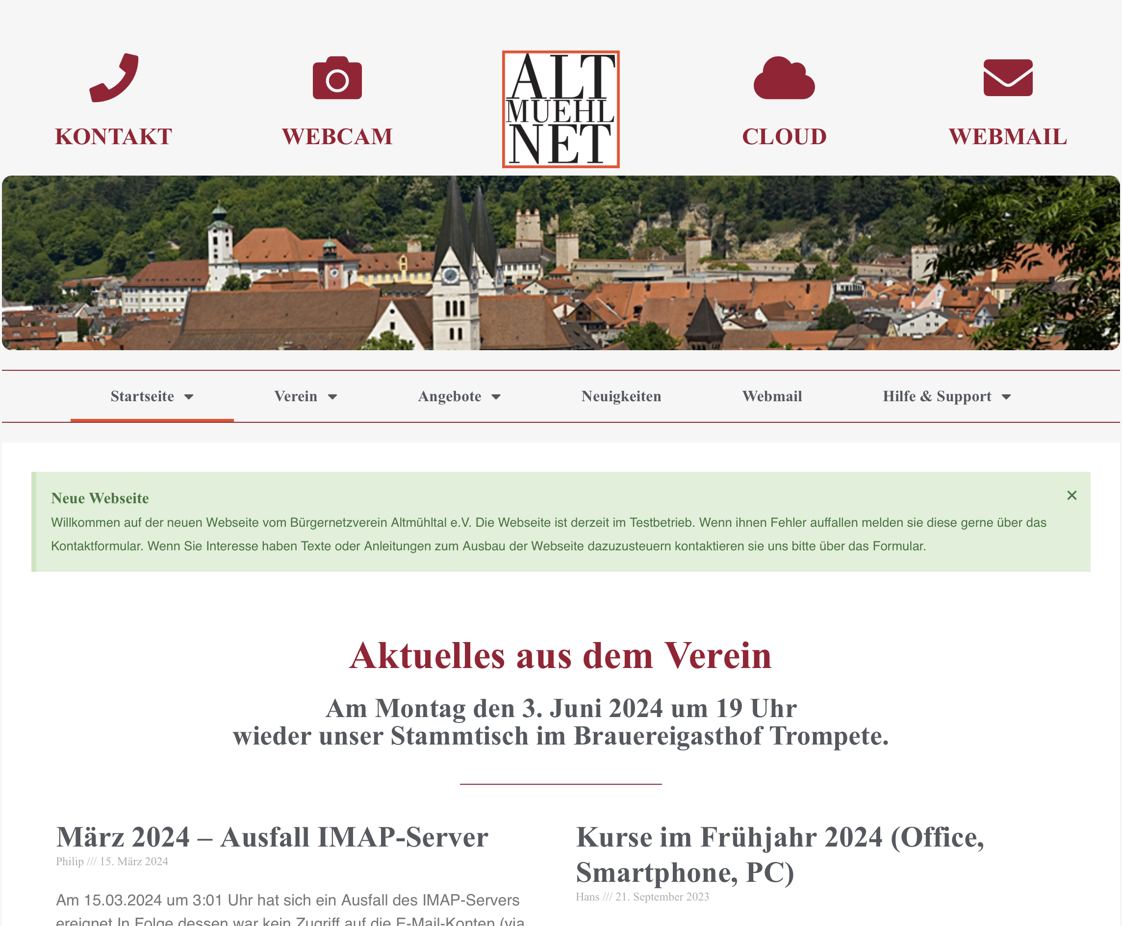 Die AltmühlNet-Website von 2024